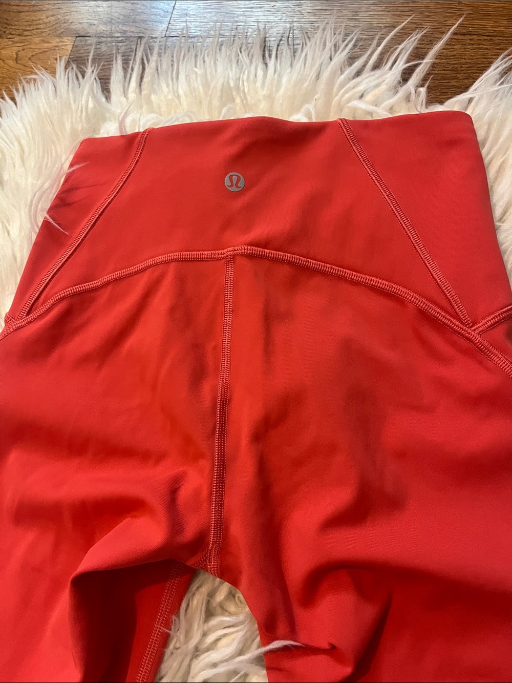 lululemon athletica Women’s Red Coral High-Rise Leggings with mesh sides Size 4 - Picture 5 of 9